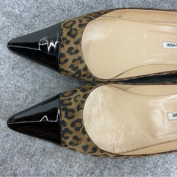 Manolo Blahnik Suede Leopard Print Black Patent Flats Women’s Size 41 - US 9-9.5 - Picture 13 of 13